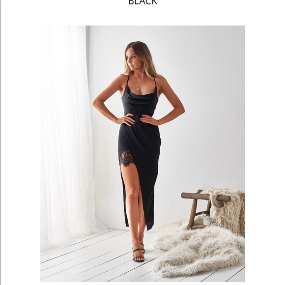 Black Dusk Slit Maxi Dress - Picture 2 of 5